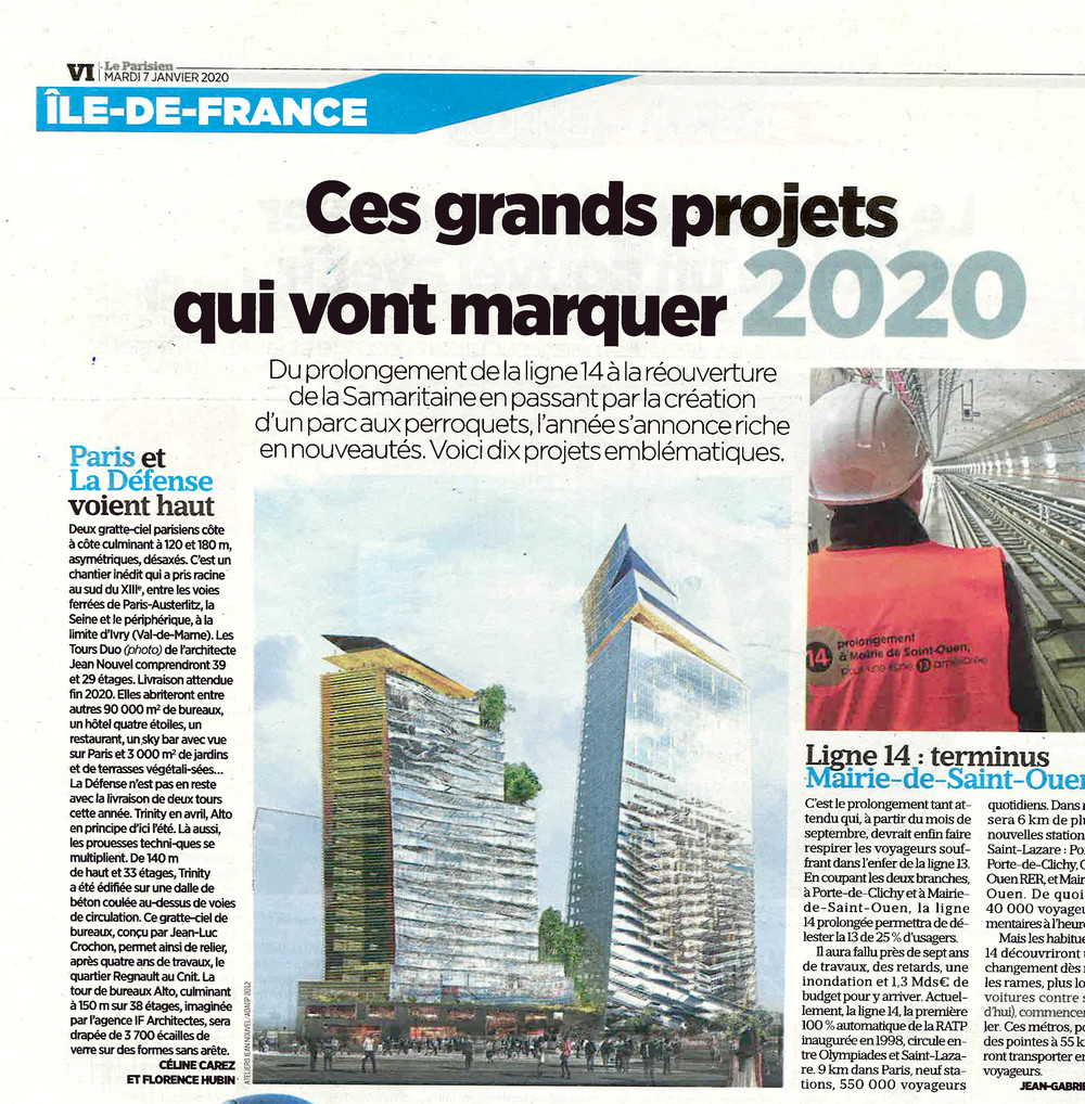 LE PARISIEN / Ces grands projets qui vont marquer 2020 - © Cro&Co