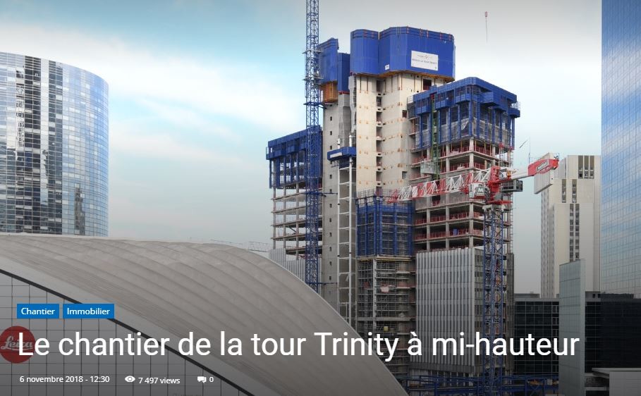 Le chantier de la tour Trinity à mi-hauteur - © Cro&Co